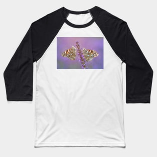 Two Painted Lady Butterflies on a Lavender Flower Baseball T-Shirt